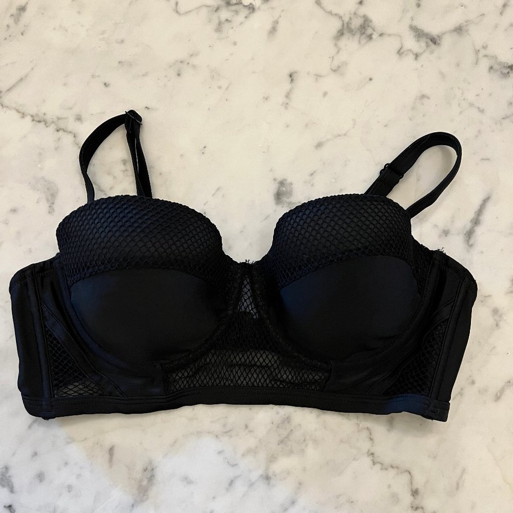 Like new WOLF & WHISTLE Black Mesh Underwire Bikini Top Size 36D UK 36C …